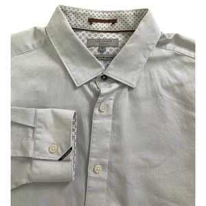 Ted Baker White & Blue Long Sleeve Button Up Shirt‎ Size 5 | 44-7